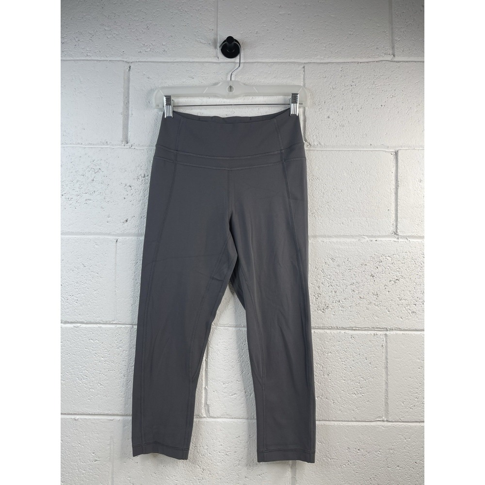 Lululemon Pushing Limits Crop Nulu 21" Dark Carbon Yoga Gray Pants Size 6